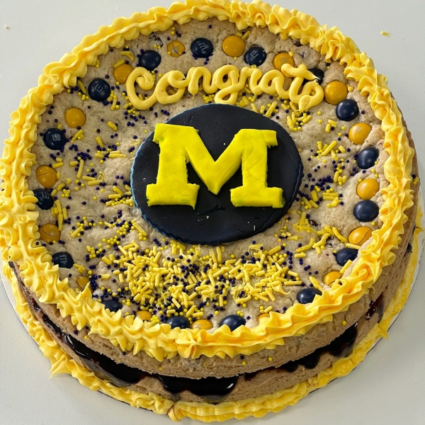 8" Graduation Chocolate Chip M and M Double Layered Cake - LOCAL PICK-UP ONLY